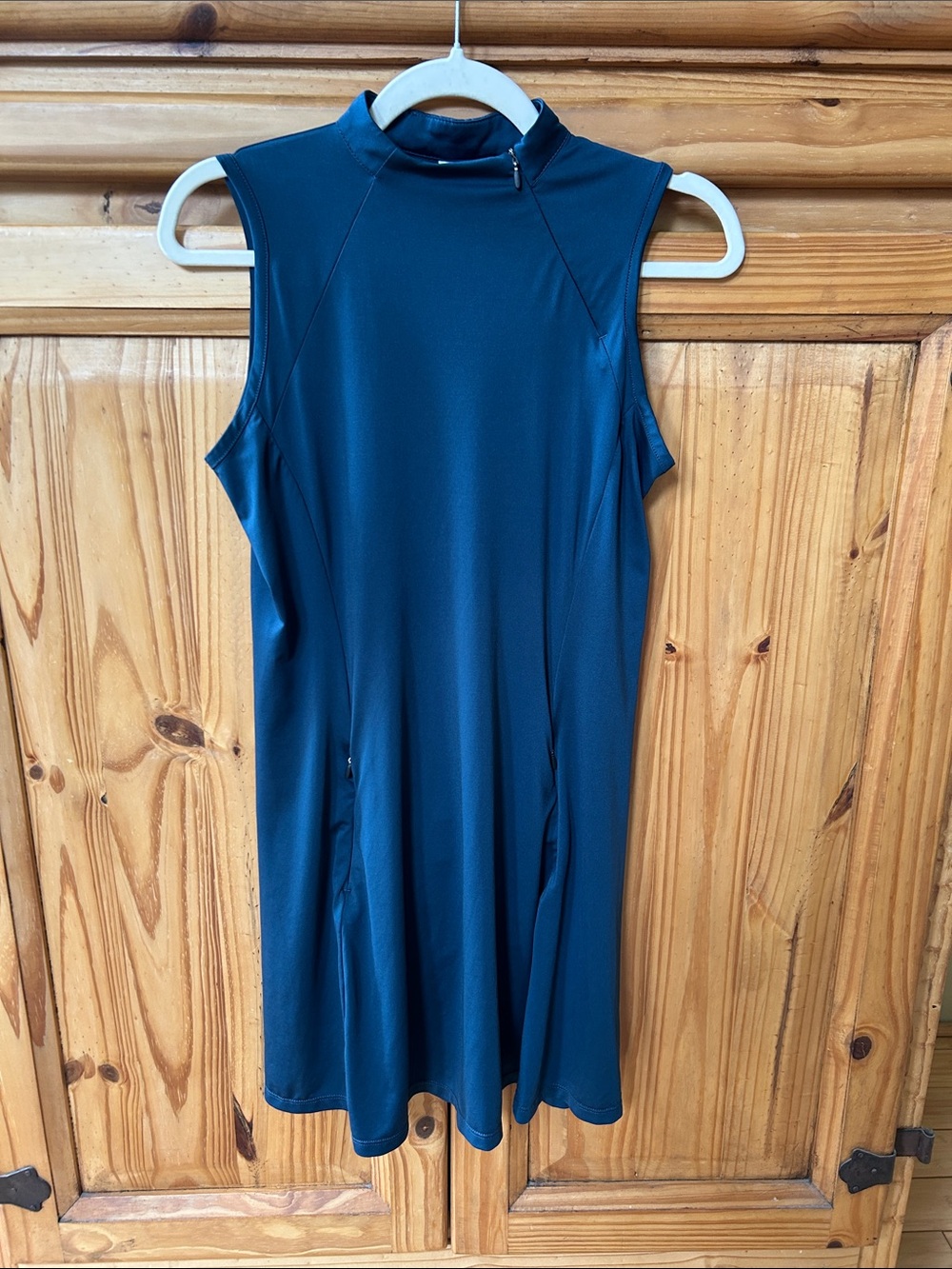 Tee Time Dress Sporty Golf‎ Sleeveless Mock Neck Active Teal Small
